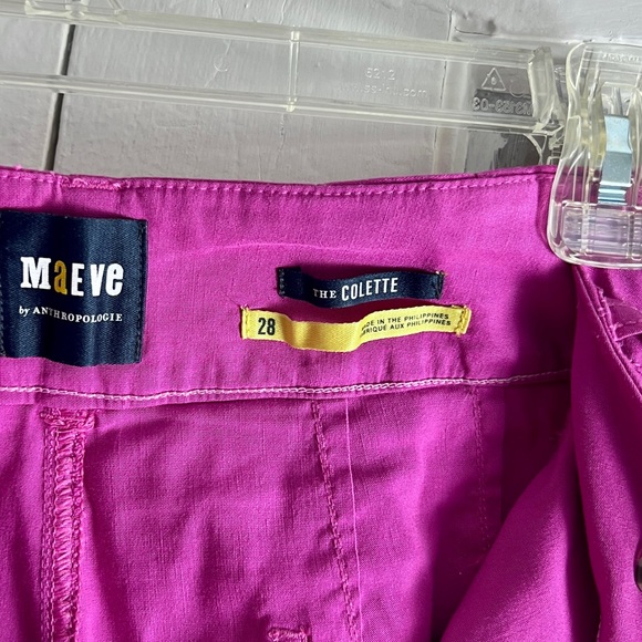 Anthropologie Maeve The Collette Cropped pants, hot pink size 28 - Picture 5 of 5